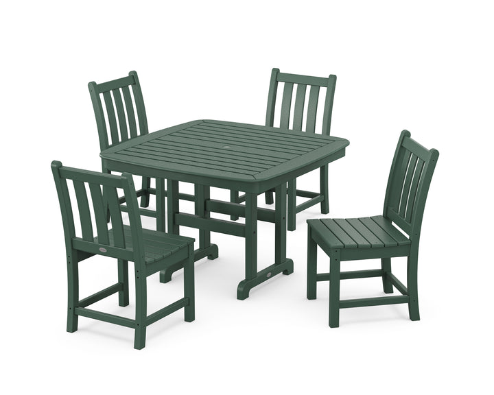 POLYWOOD® Traditional Garden Side Chair 5-Piece Dining Set with Trestle Legs
