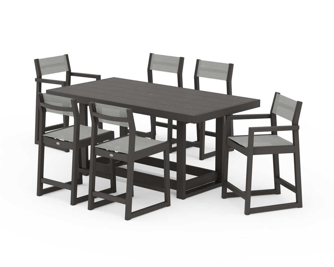 POLYWOOD® EDGE Sling 7-Piece Counter Table Set