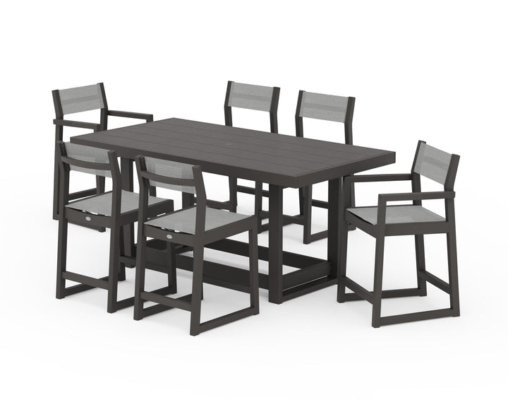 POLYWOOD® EDGE Sling 7-Piece Counter Table Set