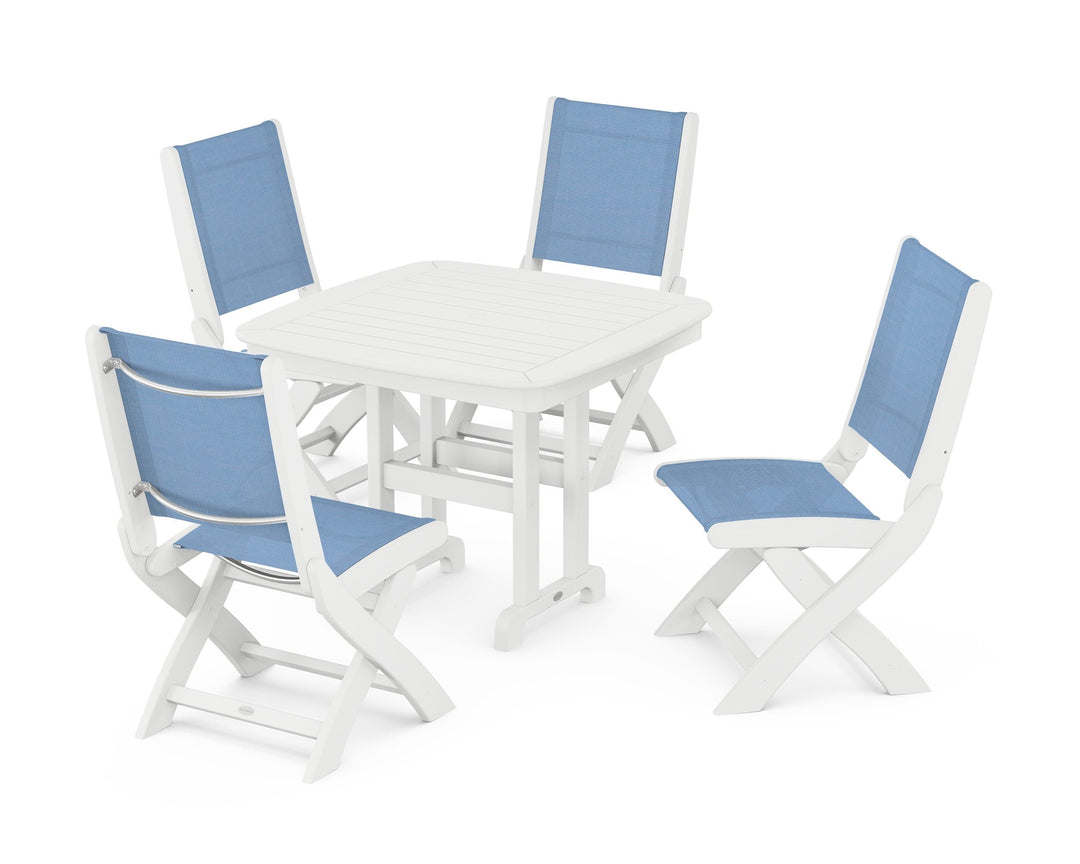 POLYWOOD® Coastal Folding Side Chair 5-Piece Dining Set