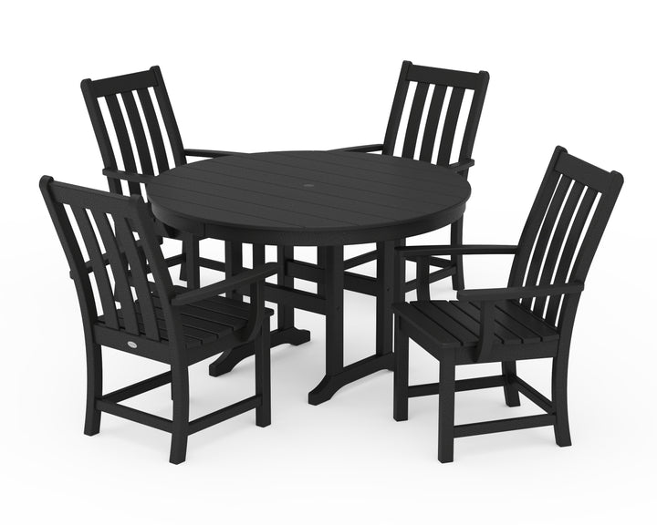 POLYWOOD® Vineyard 5-Piece Round Farmhouse Dining Set
