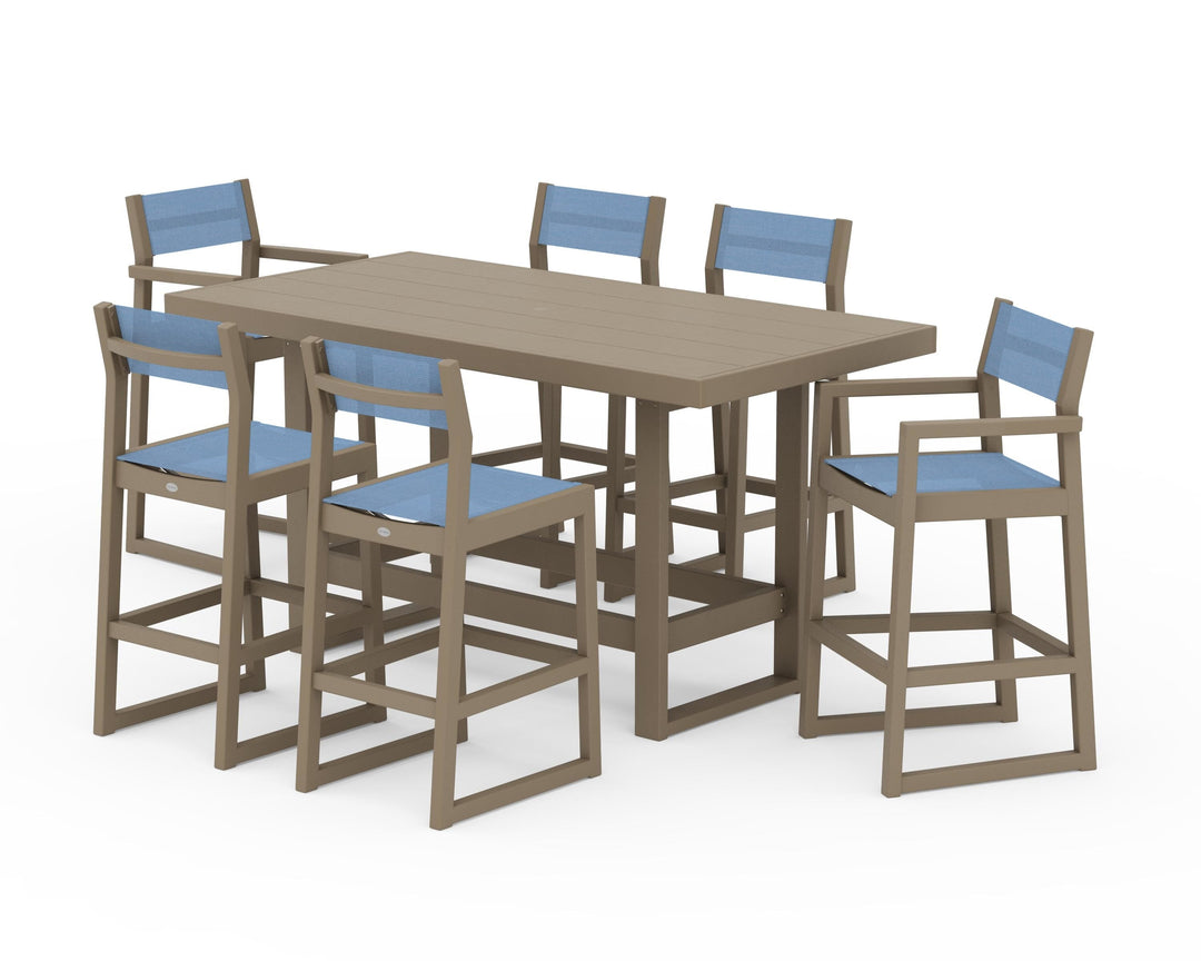 POLYWOOD® EDGE Sling 7-Piece Bar Table Set