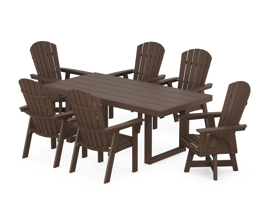 POLYWOOD® Nautical Curveback Adirondack Swivel Chair 7-Piece Dining Set