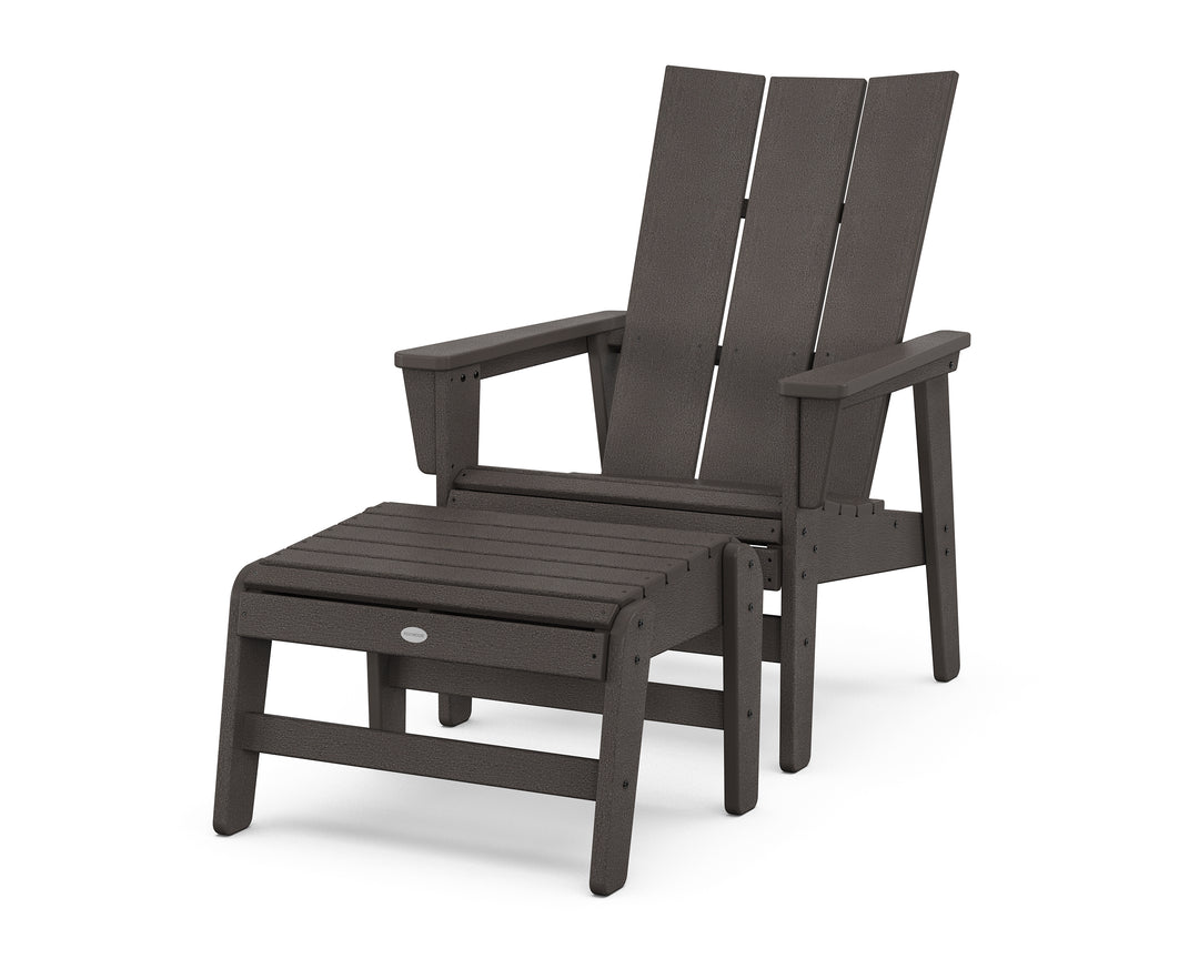 POLYWOOD® Modern Grand Upright Adirondack Chair with Ottoman