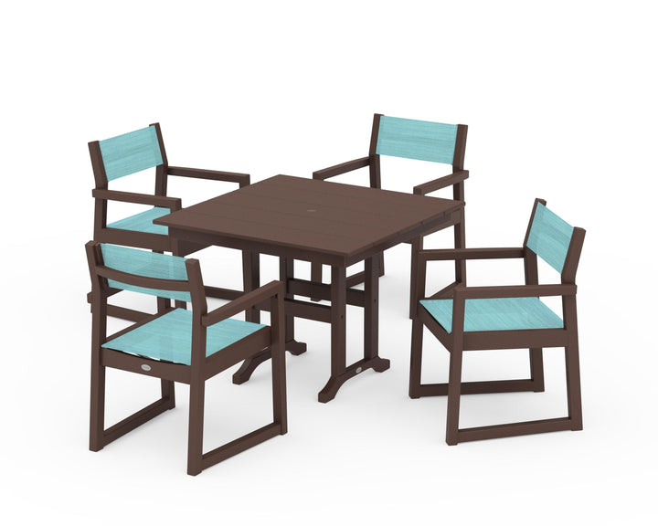 POLYWOOD® EDGE Sling Arm Chair 5-Piece Farmhouse Dining Set