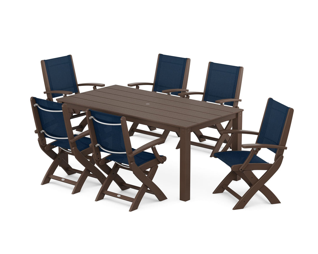 POLYWOOD® Coastal Folding Chair 7-Piece Parsons Dining Set
