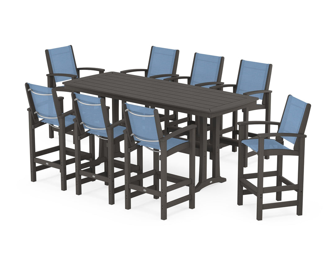 POLYWOOD® Coastal 9-Piece Bar Set with Trestle Legs