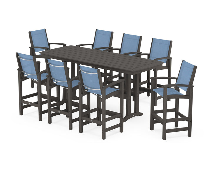 POLYWOOD® Coastal 9-Piece Bar Set with Trestle Legs