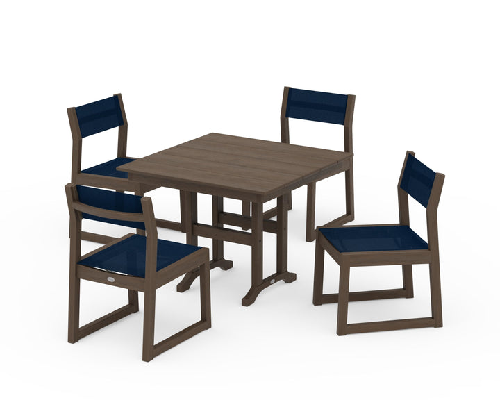 POLYWOOD® EDGE Sling Side Chair 5-Piece Farmhouse Dining Set