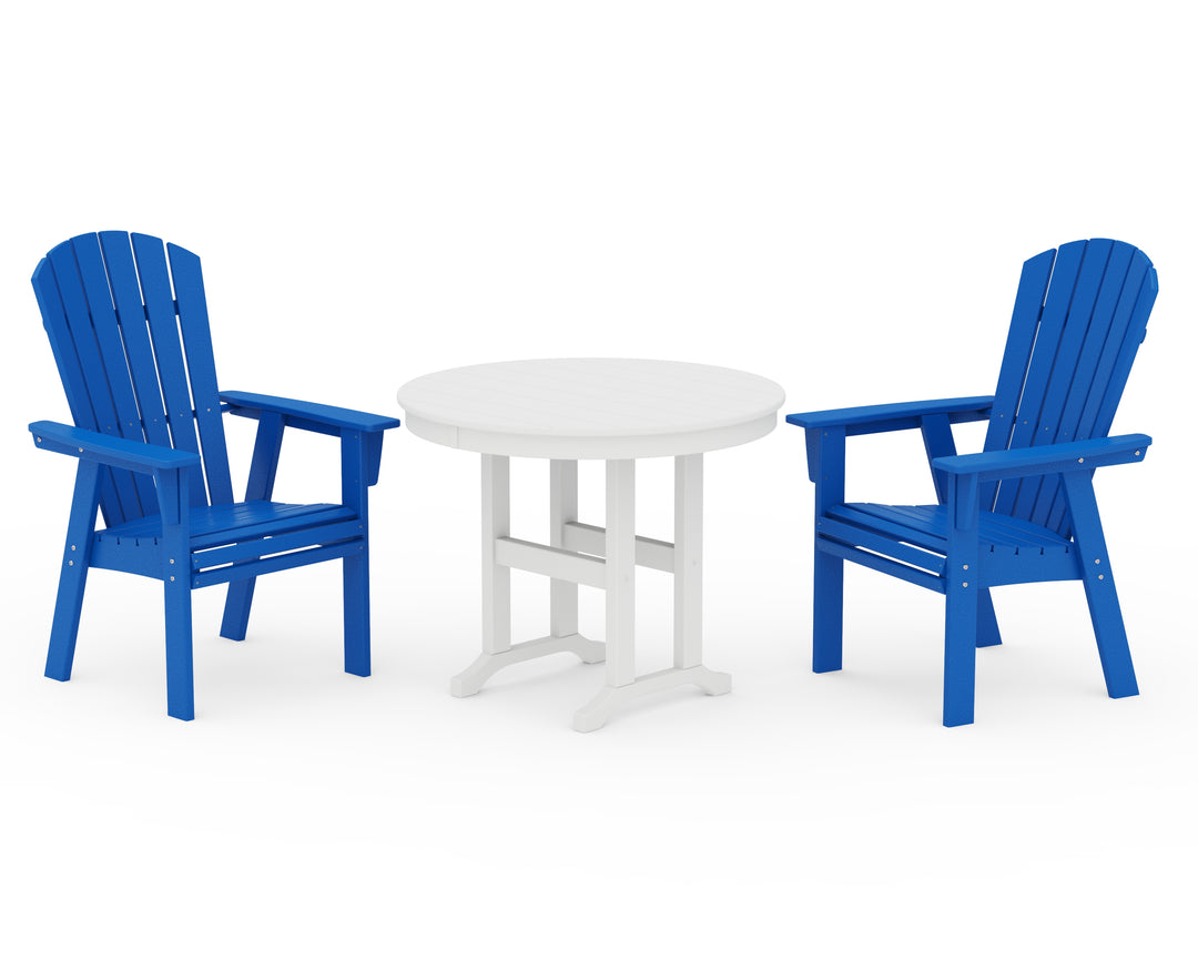 POLYWOOD® Nautical Adirondack 3-Piece Round Dining Set