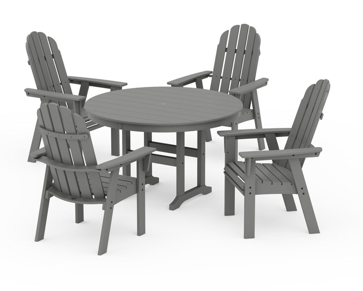 POLYWOOD® Vineyard Curveback Adirondack 5-Piece Round Farmhouse Dining Set
