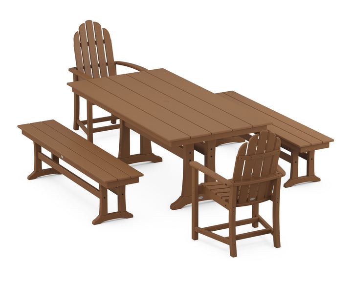 POLYWOOD® Classic Adirondack 5-Piece Farmhouse Dining Set With Trestle Legs