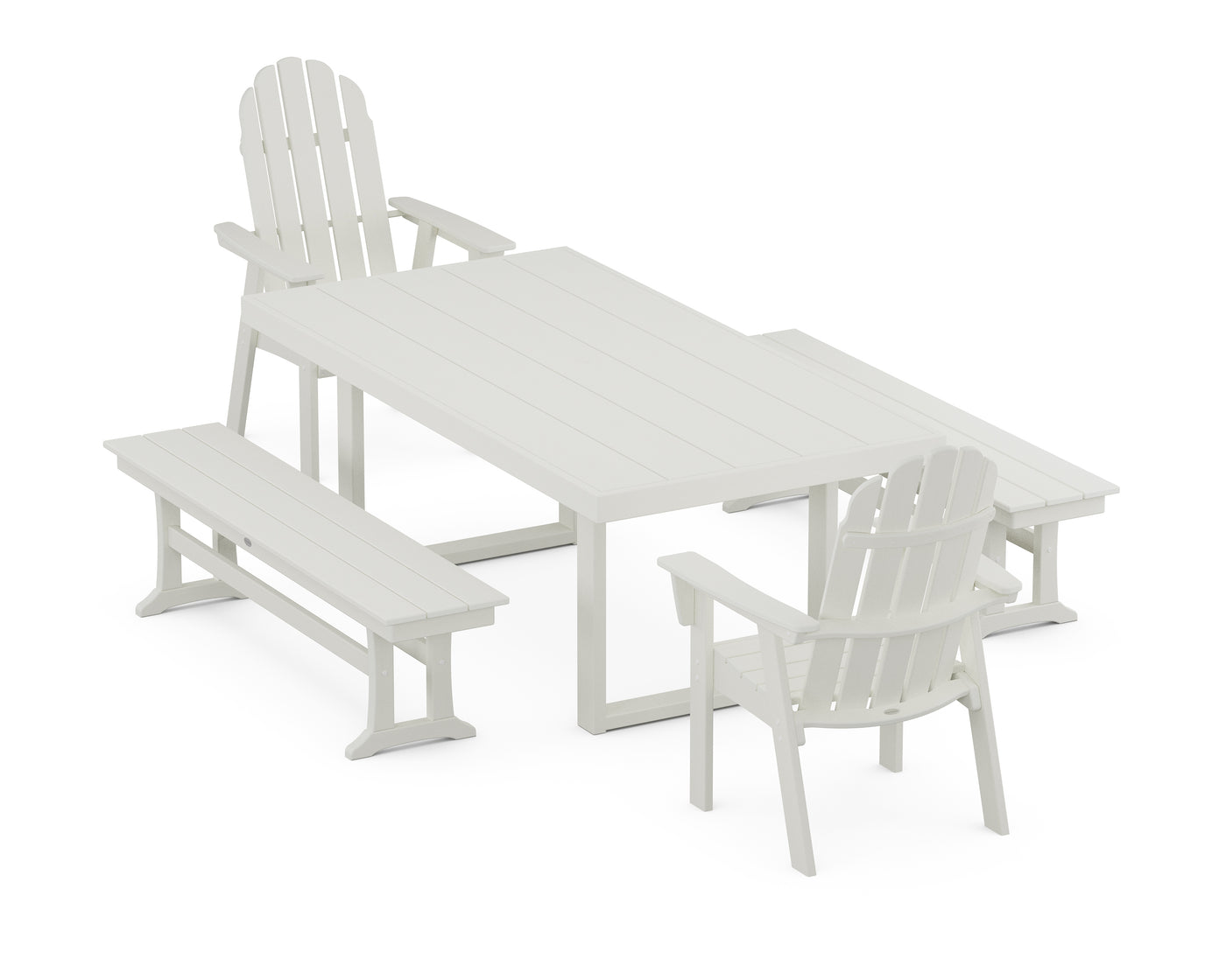 Vineyard Adirondack 5-Piece Dining Set with Benches