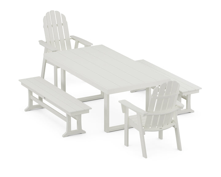 POLYWOOD® Vineyard Adirondack 5-Piece Dining Set with Benches
