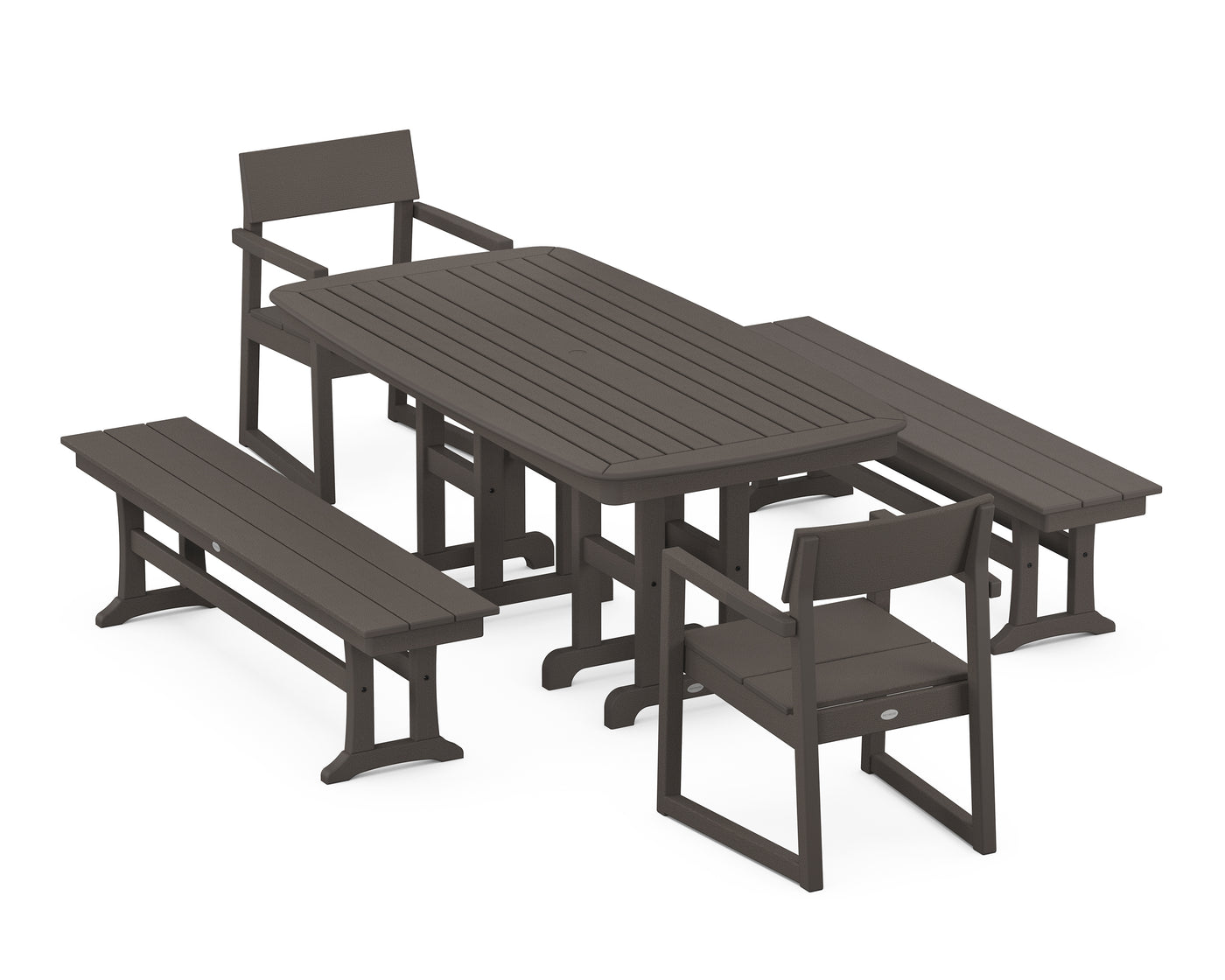 EDGE 5-Piece Dining Set with Benches