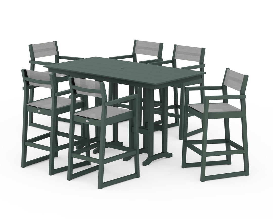 POLYWOOD® EDGE Sling Arm Chair 7-Piece Farmhouse Bar Set