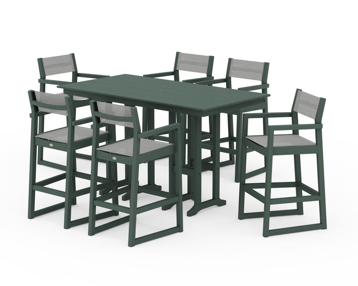 POLYWOOD® EDGE Sling Arm Chair 7-Piece Farmhouse Bar Set