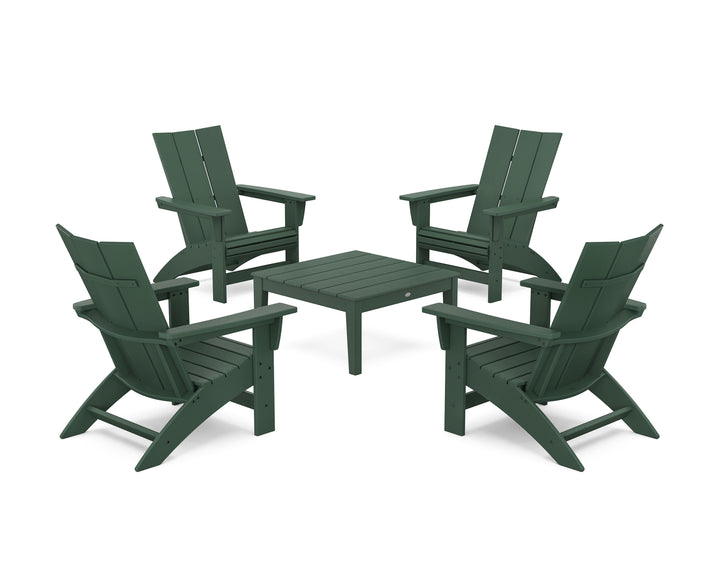POLYWOOD® 5-Piece Modern Grand Adirondack Chair Conversation Group