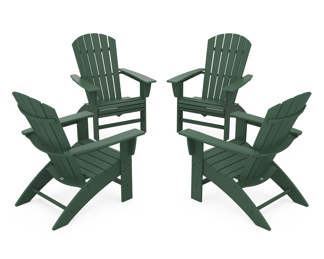 POLYWOOD® 4-Piece Nautical Curveback Adirondack Chair Conversation Set