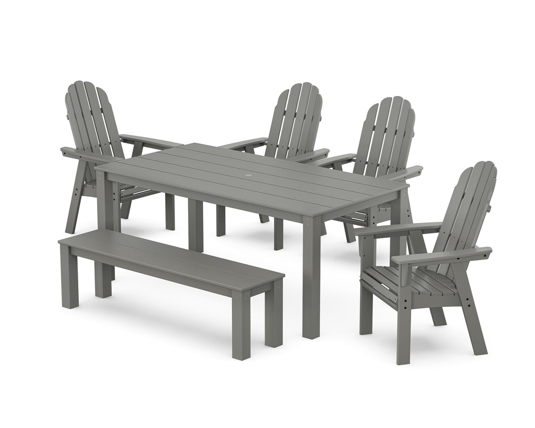 POLYWOOD® Vineyard Curveback Adirondack 6-Piece Parsons Dining Set with Bench