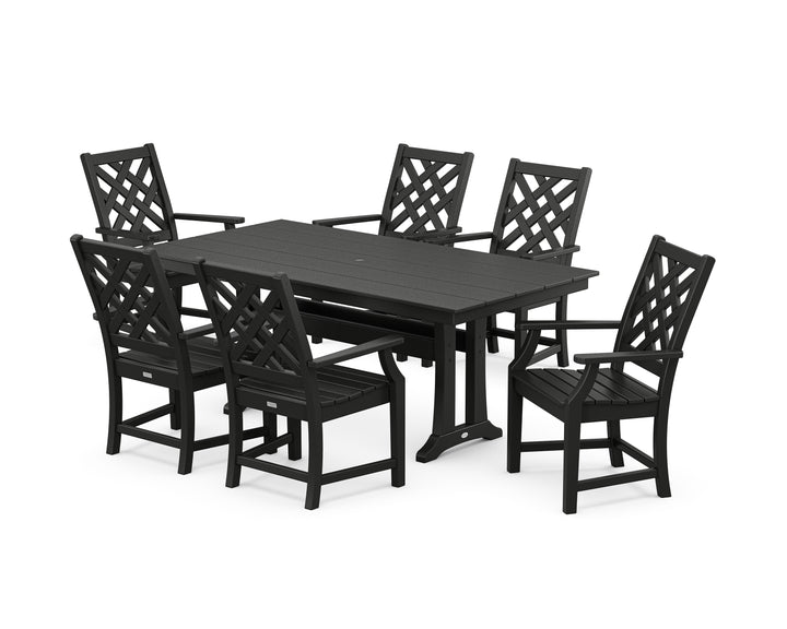 POLYWOOD® Wovendale Arm Chair 7-Piece Farmhouse Dining Set with Trestle Legs