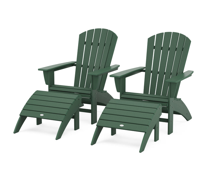 POLYWOOD® Nautical Curveback Adirondack Chair 4-Piece Set with Ottomans