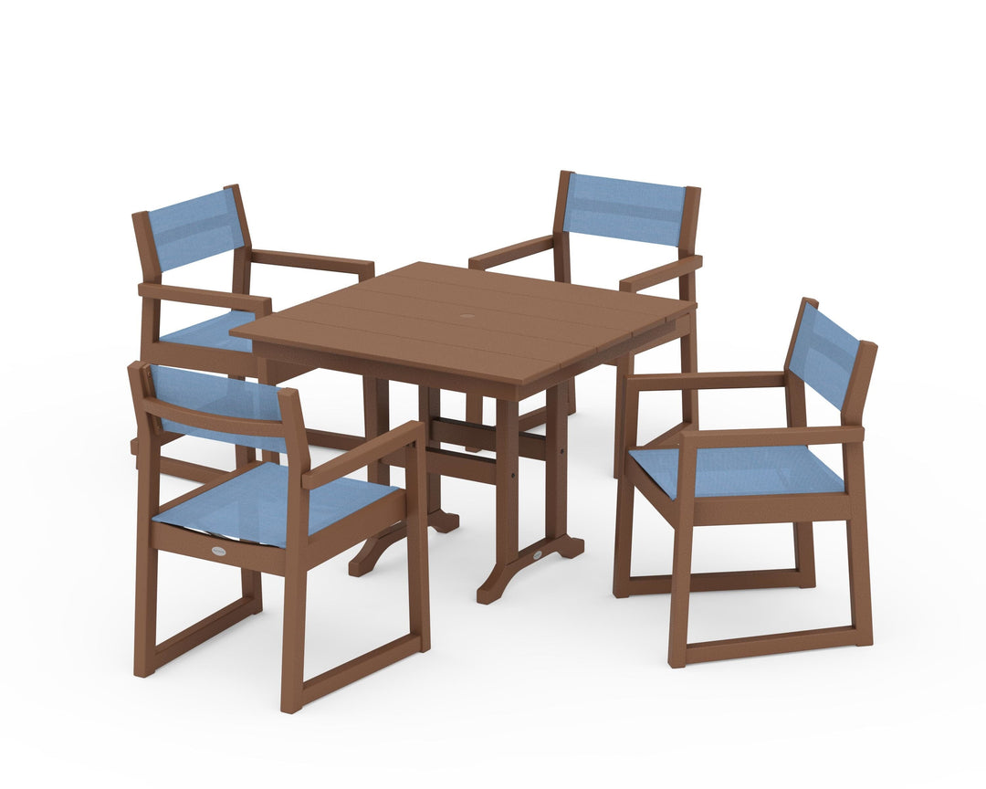POLYWOOD® EDGE Sling Arm Chair 5-Piece Farmhouse Dining Set