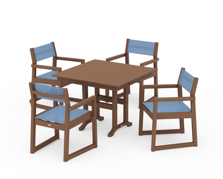 POLYWOOD® EDGE Sling Arm Chair 5-Piece Farmhouse Dining Set
