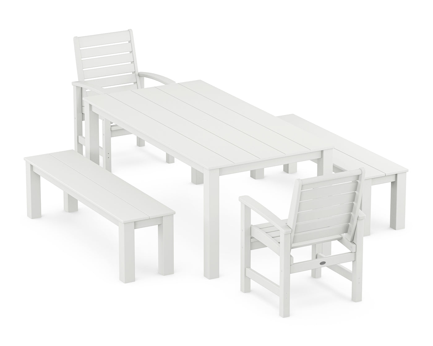 Signature 5-Piece Parsons Dining Set with Benches