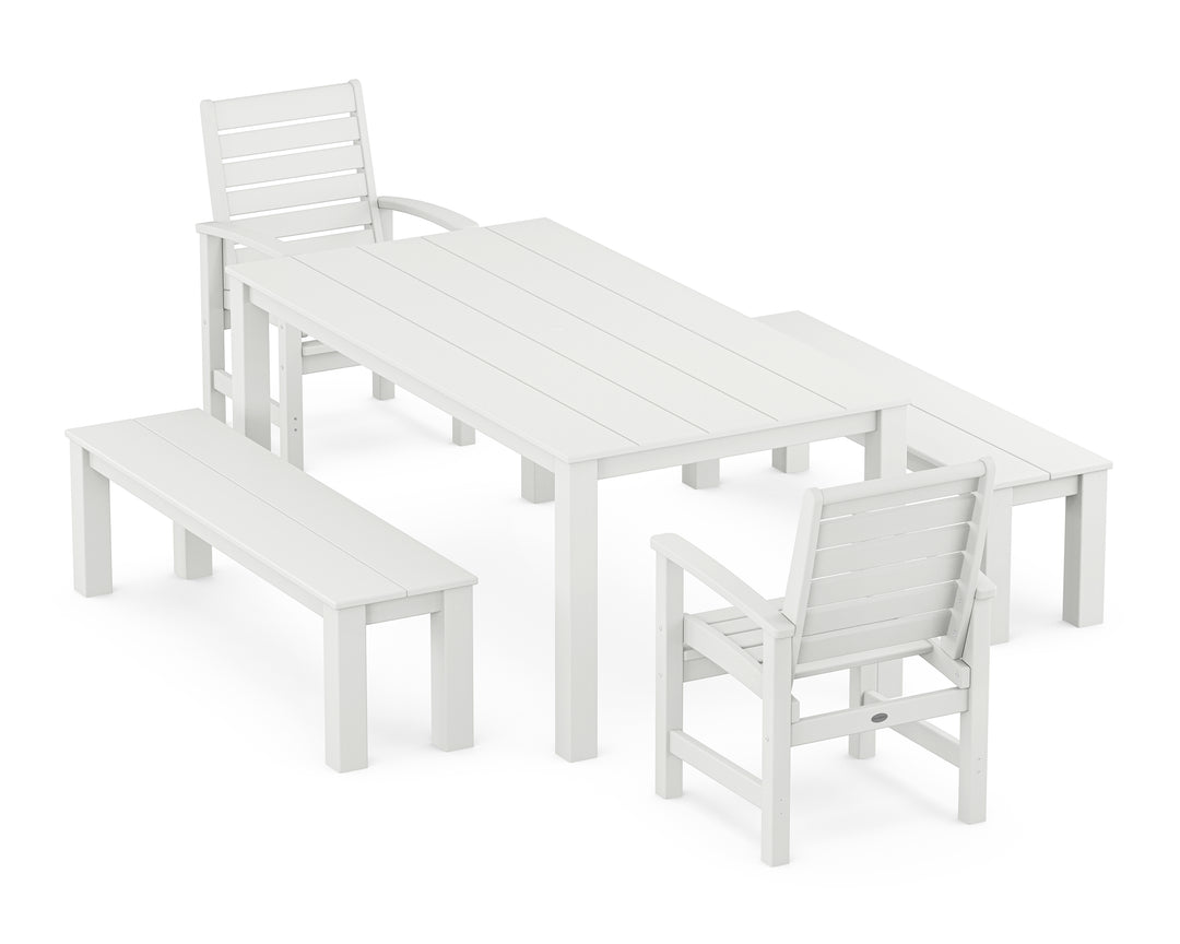 POLYWOOD® Signature 5-Piece Parsons Dining Set with Benches