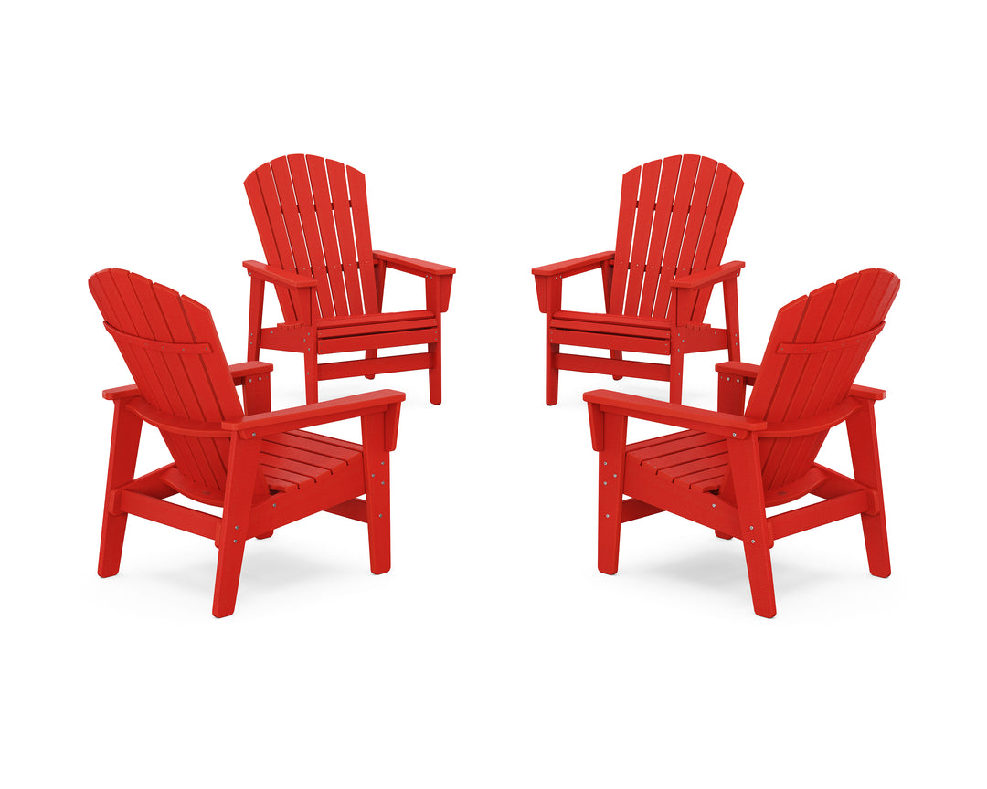 POLYWOOD® 4-Piece Nautical Grand Upright Adirondack Chair Conversation Set