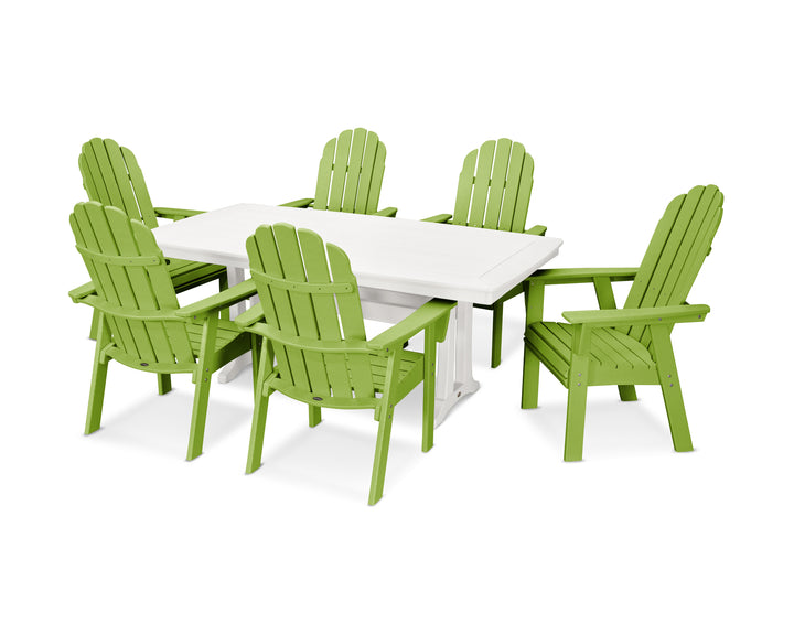 POLYWOOD® Vineyard Curveback Adirondack 7-Piece Dining Set with Trestle Legs