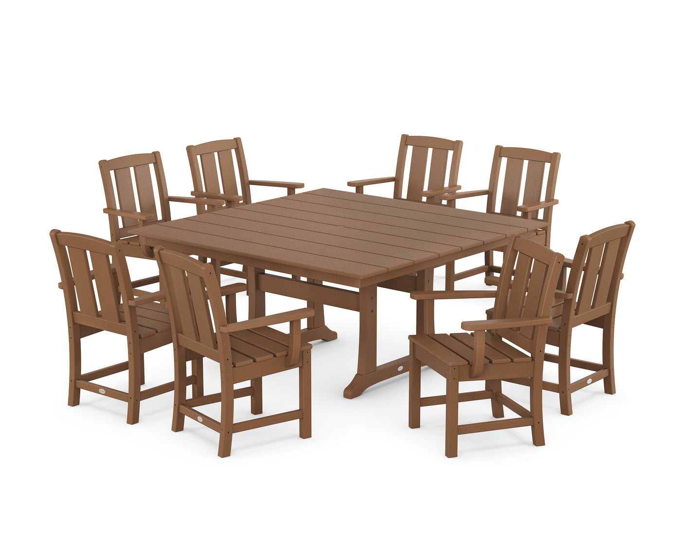 Mission 9-Piece Square Farmhouse Dining Set with Trestle Legs