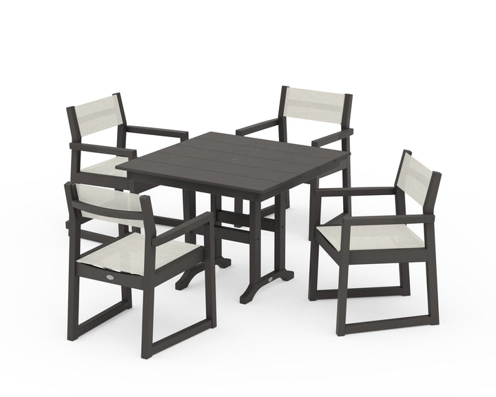 POLYWOOD® EDGE Sling Arm Chair 5-Piece Farmhouse Dining Set