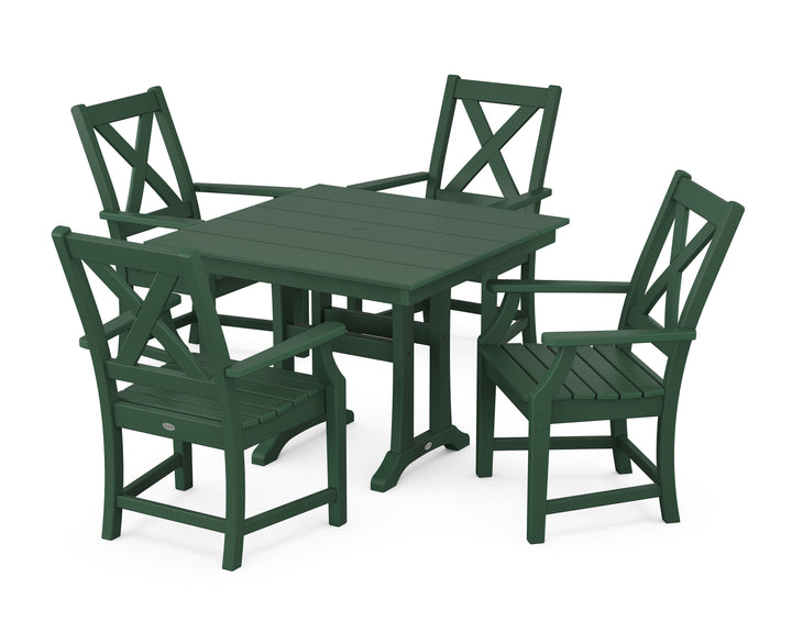 POLYWOOD® Braxton 5-Piece Farmhouse Dining Set With Trestle Legs
