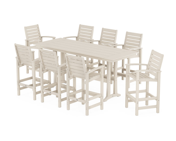 POLYWOOD® Signature 9-Piece Farmhouse Bar Set with Trestle Legs