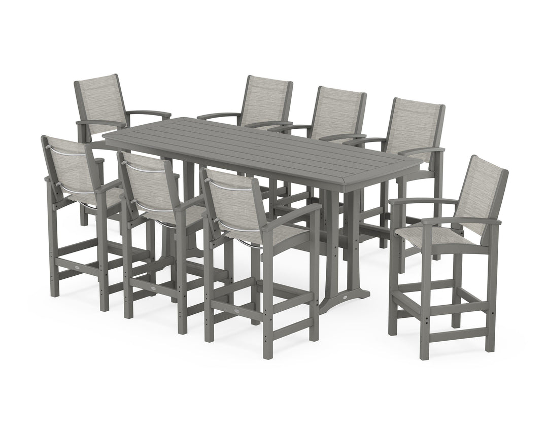 POLYWOOD® Coastal 9-Piece Bar Set with Trestle Legs