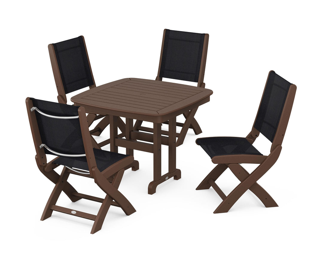 POLYWOOD® Coastal Folding Side Chair 5-Piece Dining Set