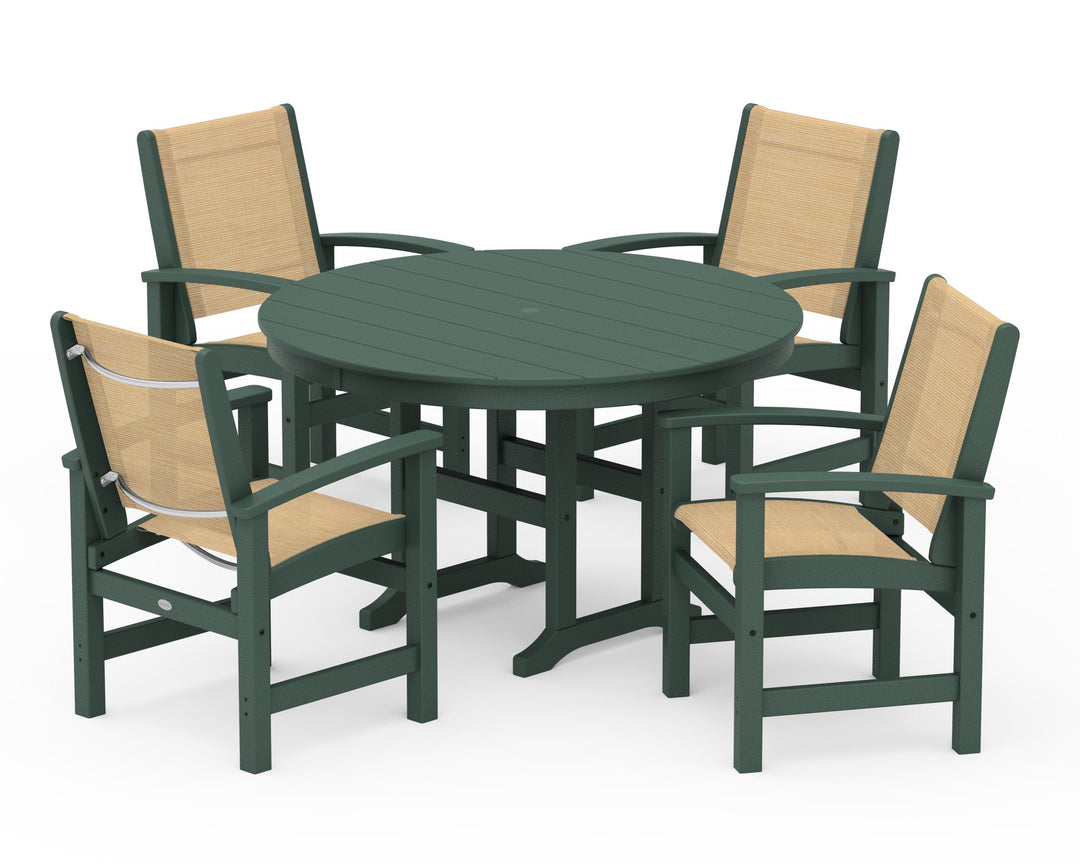 POLYWOOD® Coastal 5-Piece Round Farmhouse Dining Set