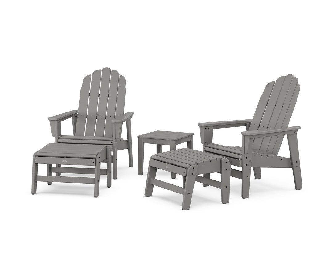 POLYWOOD® 5-Piece Vineyard Grand Upright Adirondack Set with Ottomans and Side Table