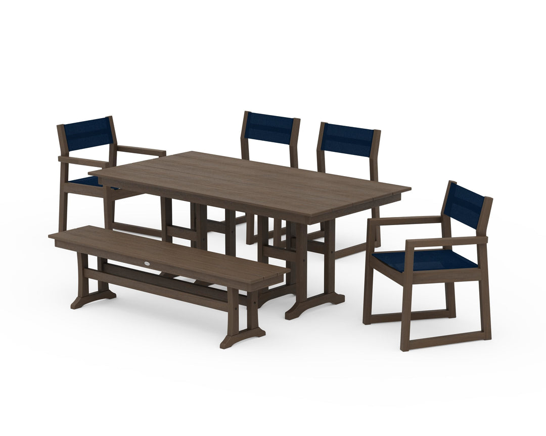 POLYWOOD® EDGE Sling 6-Piece Farmhouse Dining Set