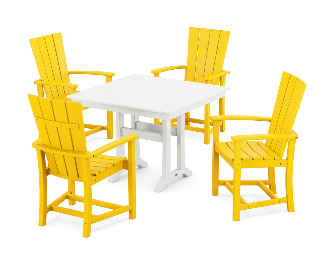 POLYWOOD® Quattro 5-Piece Farmhouse Dining Set With Trestle Legs
