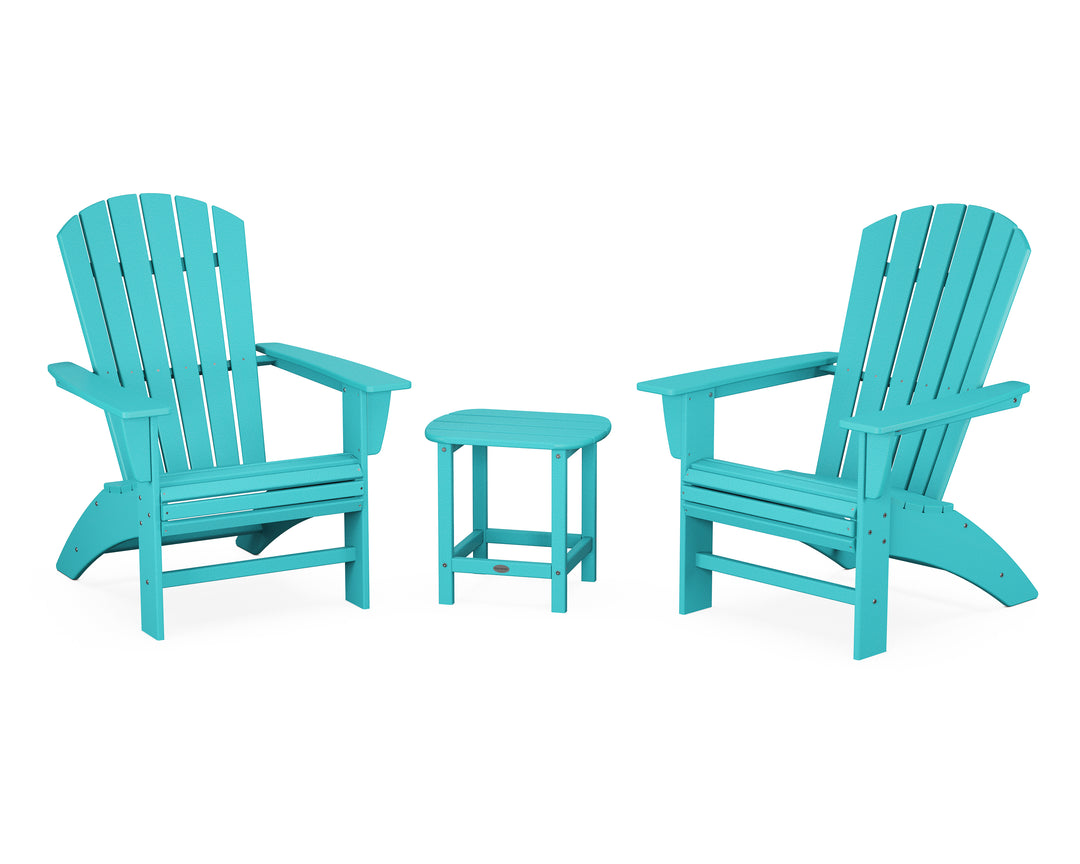 POLYWOOD® Nautical 3-Piece Curveback Adirondack Set