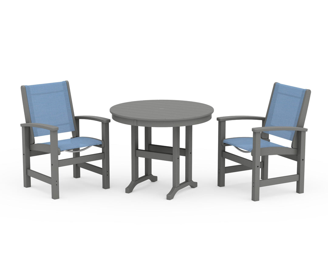POLYWOOD® Coastal 3-Piece Round Dining Set