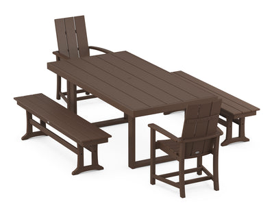 Modern Adirondack 5-Piece Dining Set with Benches