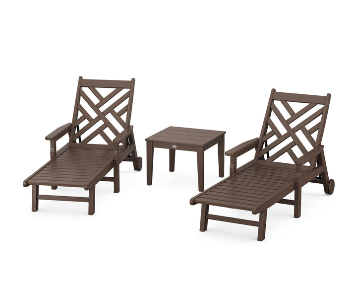 POLYWOOD® Chippendale 3-Piece Chaise Set with Arms and Wheels