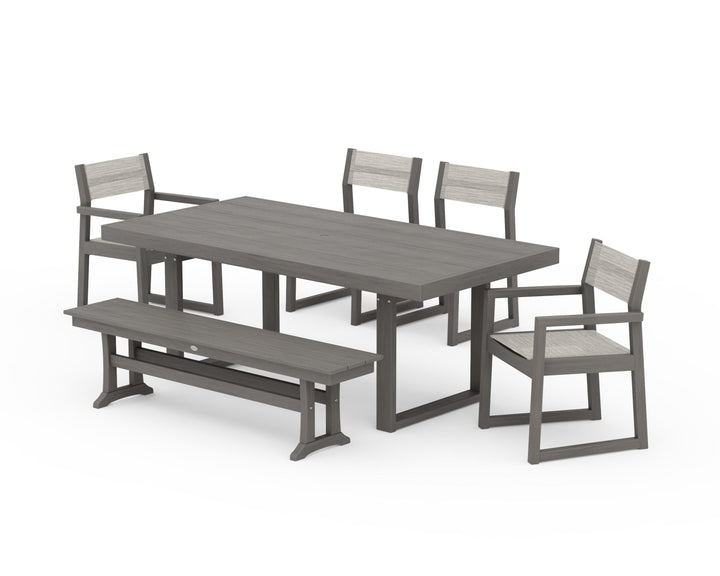 POLYWOOD® EDGE Sling 6-Piece Dining Set with Bench