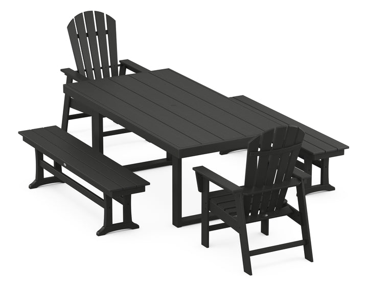 POLYWOOD® South Beach 5-Piece Dining Set with Benches