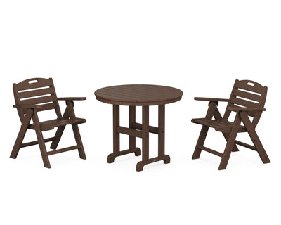 Nautical Folding Lowback Chair 3-Piece Round Dining Set