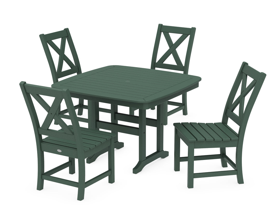 POLYWOOD® Braxton Side Chair 5-Piece Dining Set with Trestle Legs